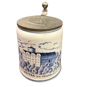 Vintage German beer stein mug with lid - 1995